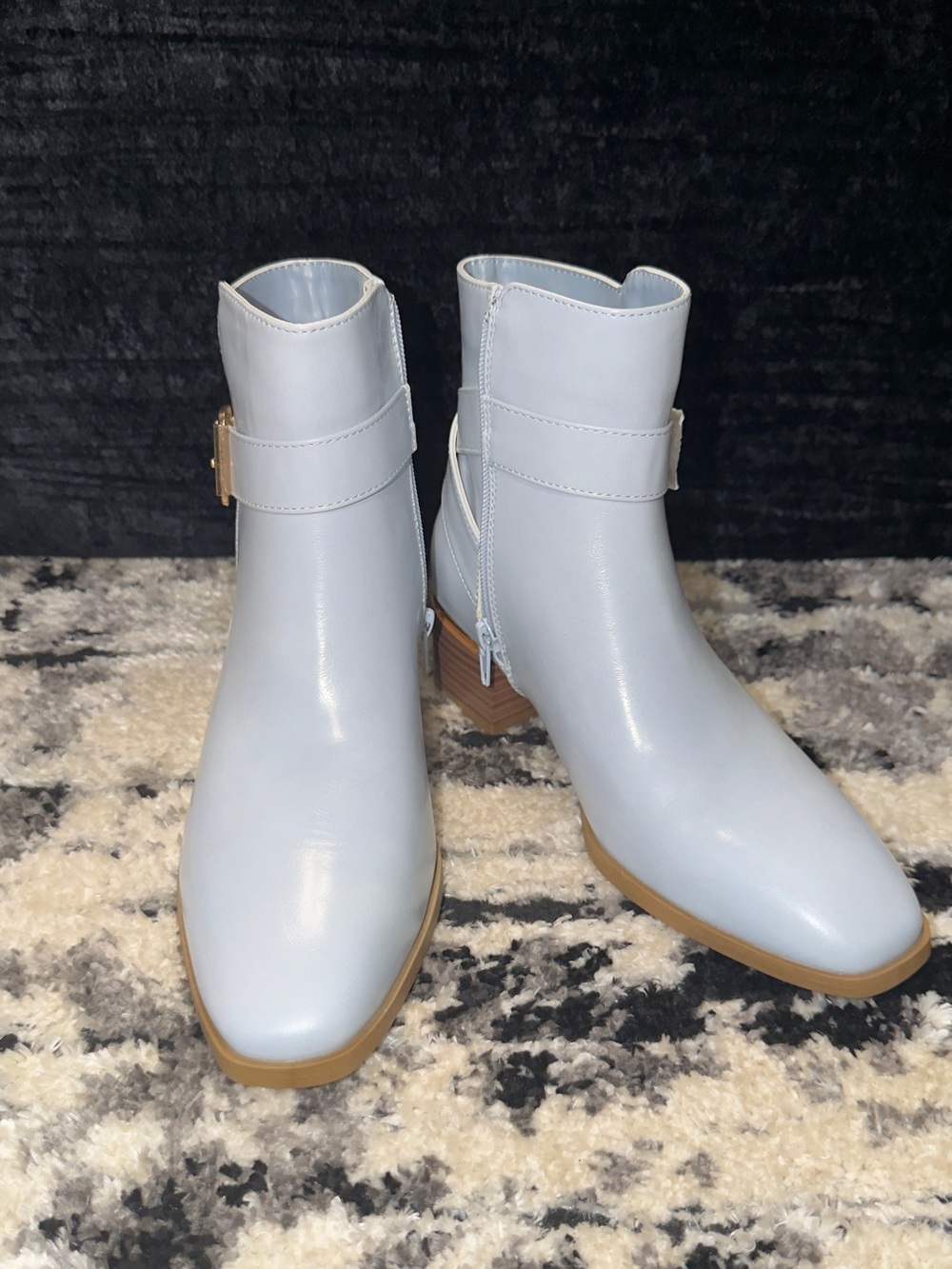 Journee Collection Powder Blue Ankle Booties with Buckle Detail
